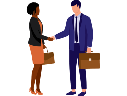 Illustration of a financial professional meeting a new client