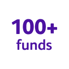 A graphic highlighting 100+ funds.