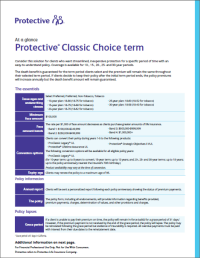Cover of Protective Classic Choice term at-a-glance flyer