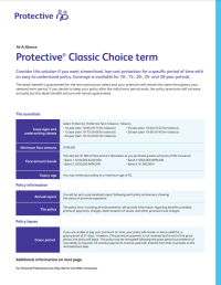 Cover of Protective Classic Choice term at-a-glance flyer