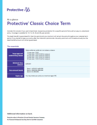 Cover of the Protective Classic Choice term New York at-a-glance flyer