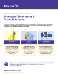 Cover of Protective® Dimensions V variable annuity consumer overview flyer