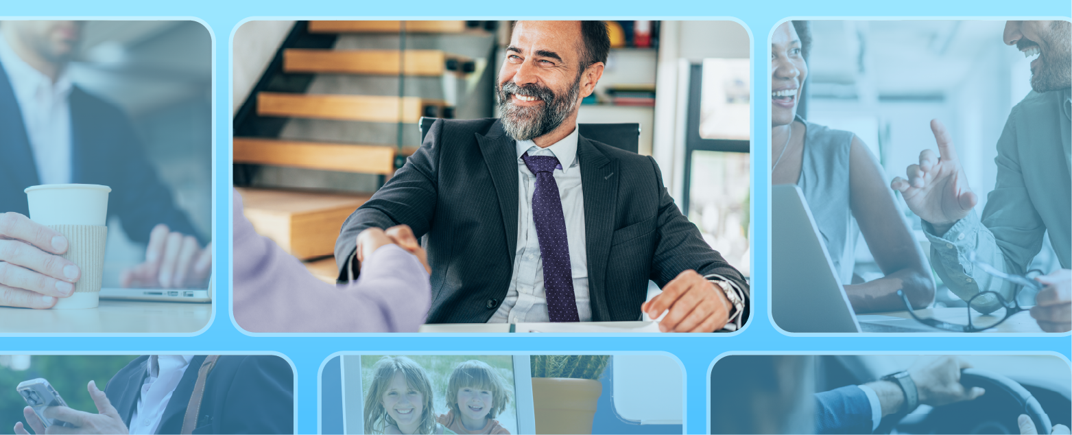 Collage of financial professionals helping clients meet their protection needs.