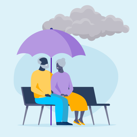 Illustration representing two retirees  who understand the impact income risks can have on their retirement.