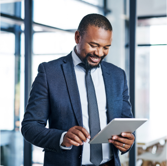 A financial professional using a tablet to see how to submit life insurance business with Protective.