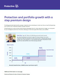 The cover of the Protective Advantage Choice UL universal life insurance step premium design flyer.