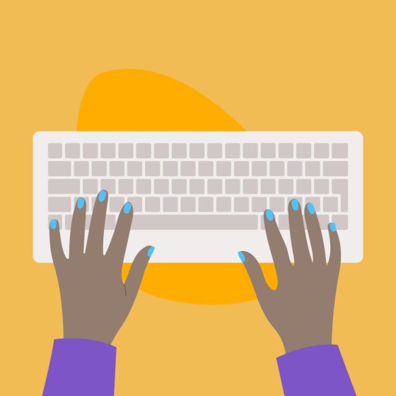 Illustration of hands on a keyboard.